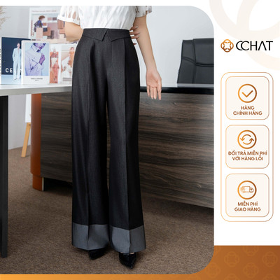 Quần Ống Rộng 𝐂𝐂𝐇𝐀𝐓 Dáng Suông Âu Cạp Đai Kiểu Chất Liệu Tuytsi Cao Cấp 15QDS2069ST