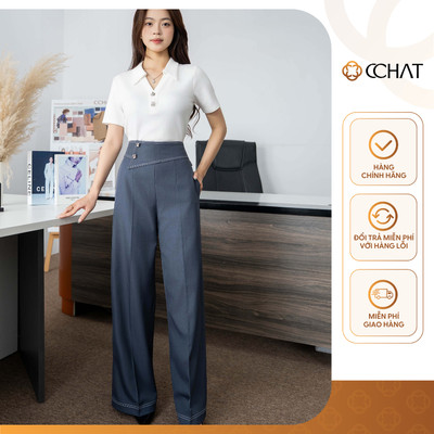 Quần Ống Rộng 𝐂𝐂𝐇𝐀𝐓 Dáng Suông Cạp Kiểu Kaddy Chất Liệu Tuytsi Cao Cấp 15QDS2072ST