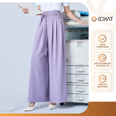 Quần Ống Rộng 𝐂𝐂𝐇𝐀𝐓 Dáng Suông Corset Kiểu Chất Liệu Tuytsi Cao Cấp 15QDS2073ST