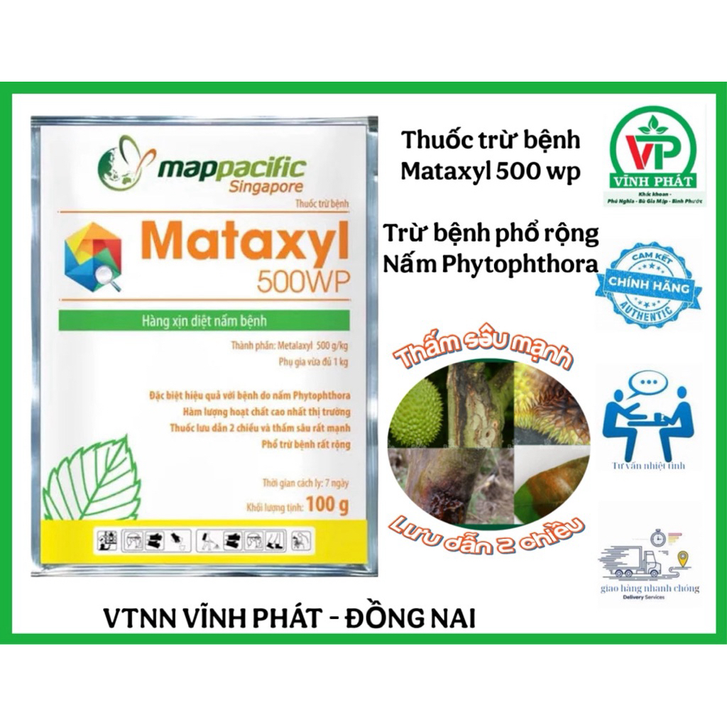 Mataxyl 500wp - metalaxyl chính hãng Mappacific gói 100g