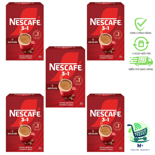combo 5 hộp Cà Phê Hòa Tan Nescafe 3 in 1 - Hộp (18 Gói X 16gr)