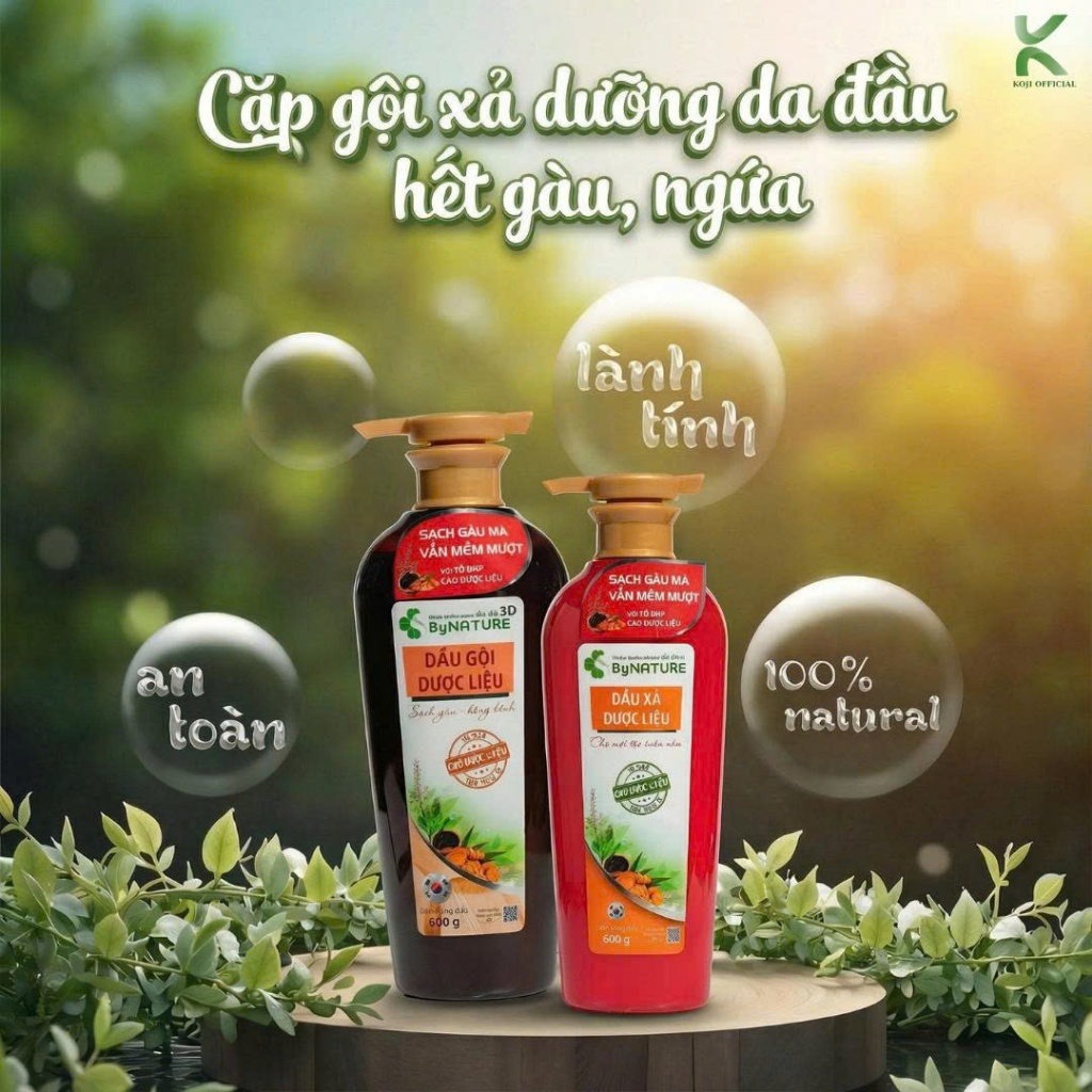 Dầu gội dược liệu ByNature 3D dưỡng tóc mềm mượt, chắc khỏe, sạch gàu 600ml