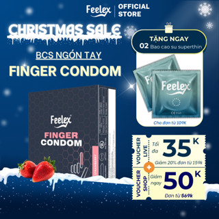  Bao cao su ngón tay Feelex finger nhiều gel hương dâu - hộp 12 bcs 