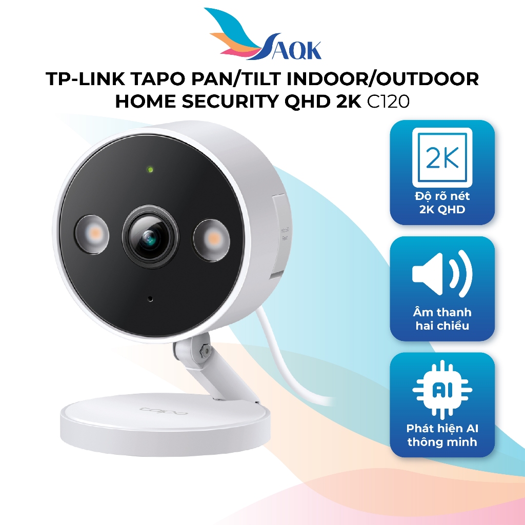 Camera trong nhà/ngoài trời TP-Link Tapo Pan/Tilt Indoor/Outdoor Home Security QHD 2K C120 - Hàng ch
