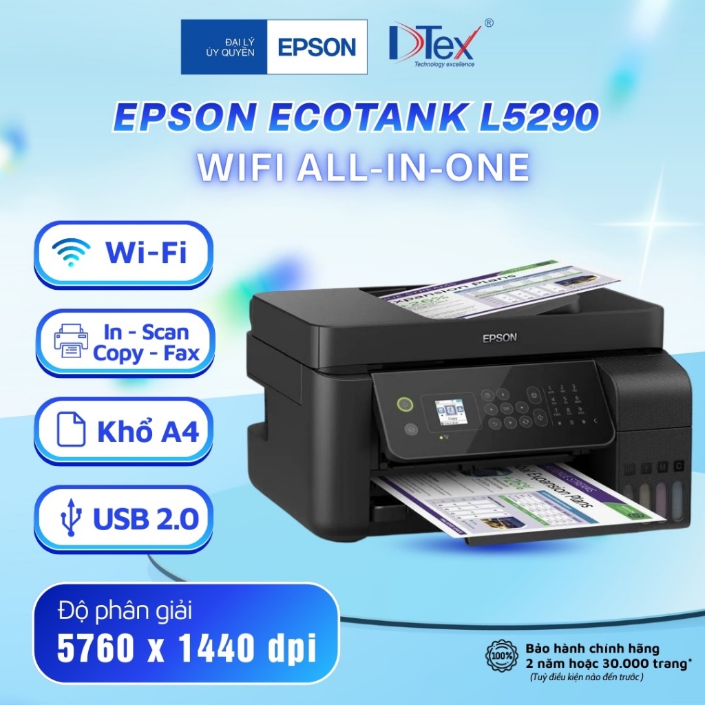 Máy In Phun Màu Đa Năng Epson EcoTank L5290 (Bao Gồm Bộ Mực Chính Hãng Đi Kèm)