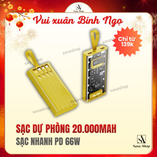  Sạc dự phòng  20.000MAH trong quãng  Sạc Nhanh PD 66W  xây dựng Trong Suốt tụ hợp Đèn Ngủ 