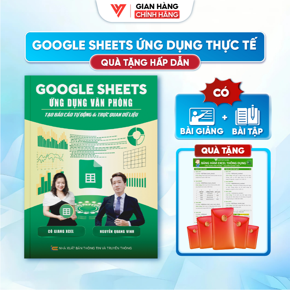 Sách Google Sheet Tin Học Văn Phòng Tạo Báo Cáo Tự Động & Trực Quan Dữ Liệu Có Video + Bài Tập Thực 