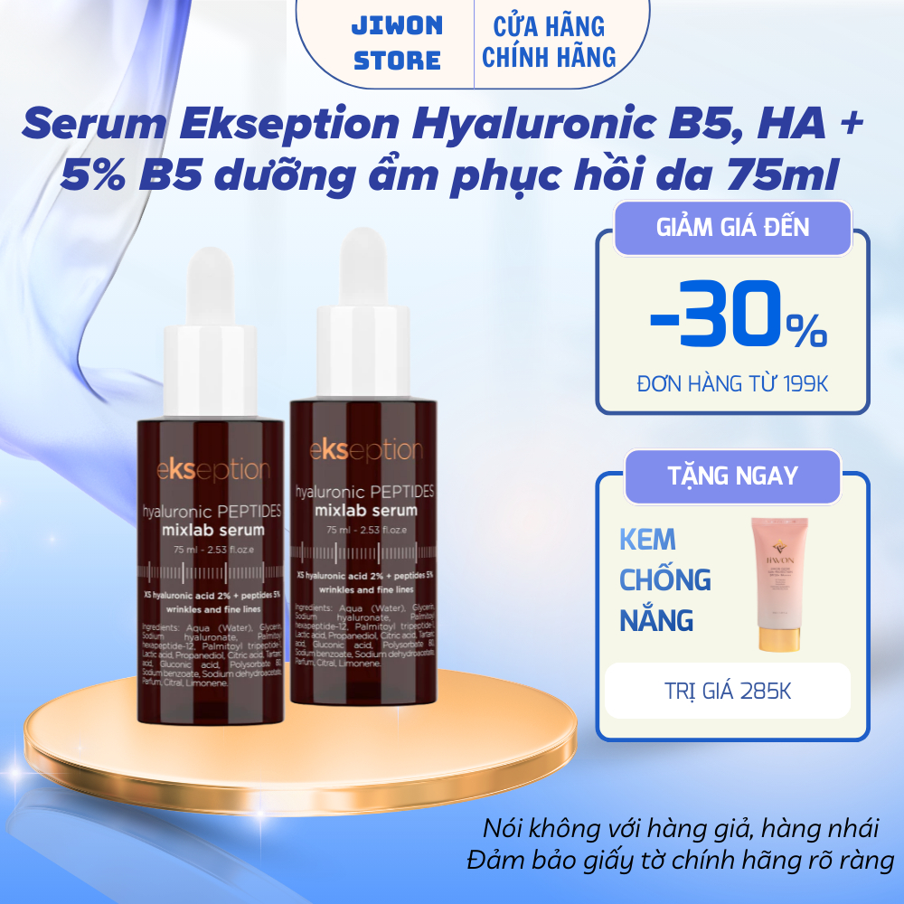 Serum Ekseption Hyaluronic B5, HA + 5% B5 dưỡng ẩm phục hồi da 75ml