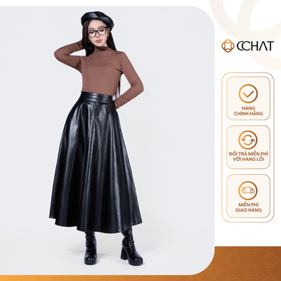 Chân Váy 𝐂𝐂𝐇𝐀𝐓 Dáng Xòe Dolly Pop Chất Liệu Da Cao Cấp Sang Trọng 24CDA2019XT