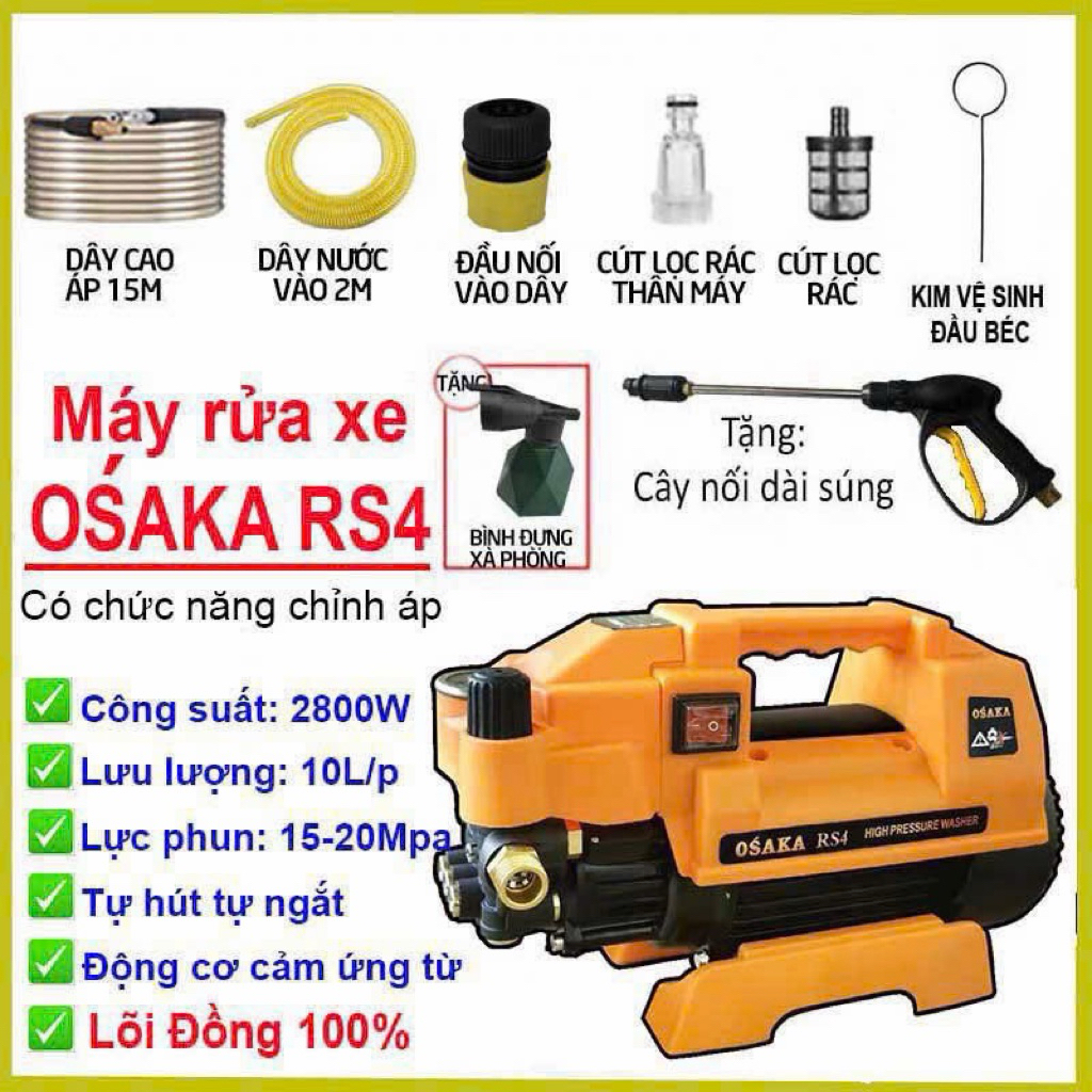 Máy Rửa Xe Osaka RS4 Chỉnh Áp 2800W Dây 15M