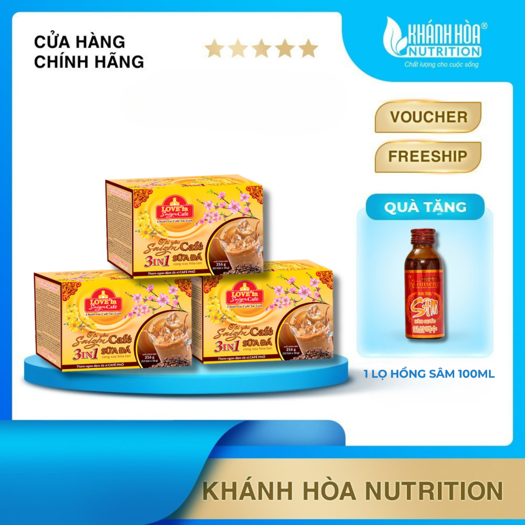 Cafe Sữa Rang Xay Hòa Tan 3IN1 LOVE’IN SAIGON- Khánh Hòa NutriFoods -Chuẩn Gu Cafe Sài Gòn Gói 18g