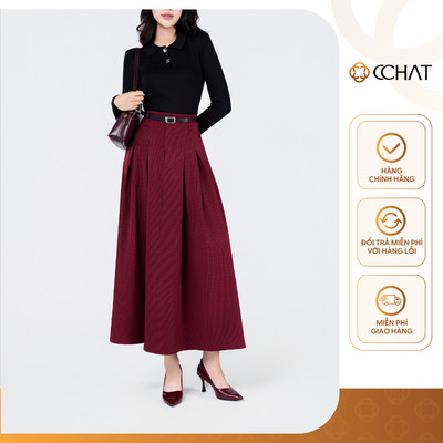 Chân Váy 𝐂𝐂𝐇𝐀𝐓 Dáng Xòe Liền Ly Chất Liệu Tuytsi Cao Cấp Sang Trọng 24CDS7001XT