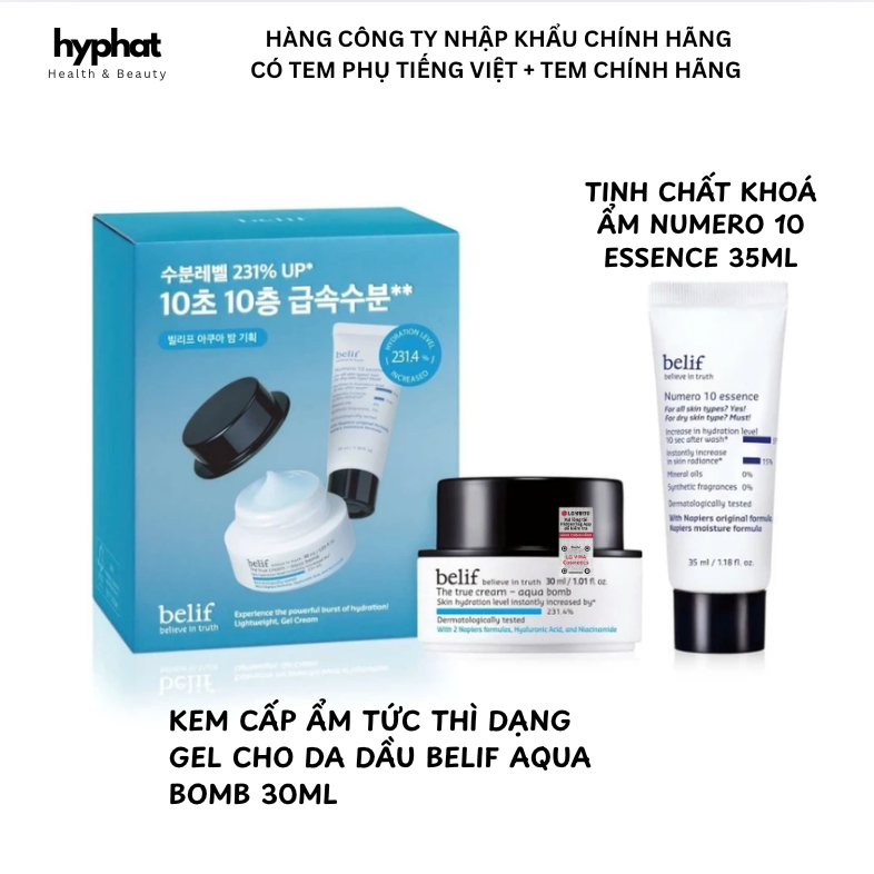 401-Special Set Kem Dưỡng Belif The True Cream Aqua cho da dầu 30mL + Tinh Chất Belif Numero 10 Esse