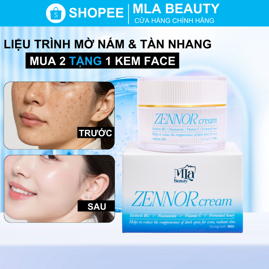 [MUA 2 TẶNG 1] Kem Face Sáng Da Mờ Nám - Tàn Nhang Zennor Mla Beauty