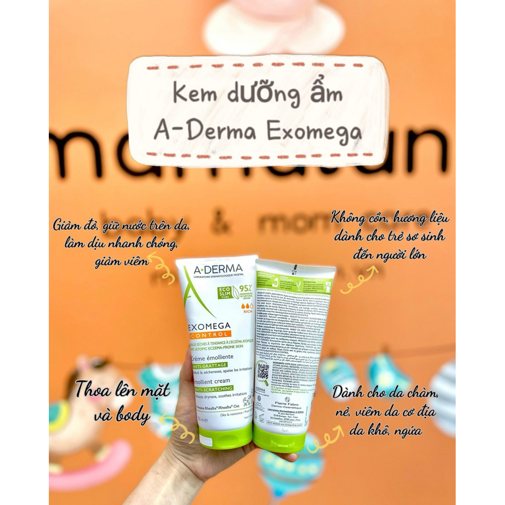 kem dưỡng ẩm cho bé viêm da Aderma exomega nội địa Pháp