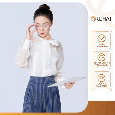 Áo Sơ Mi Nữ 𝐂𝐂𝐇𝐀𝐓 Dáng Suông Kiểu Lucy Chất Liệu Voan Óng Mềm 24FDV2035ST