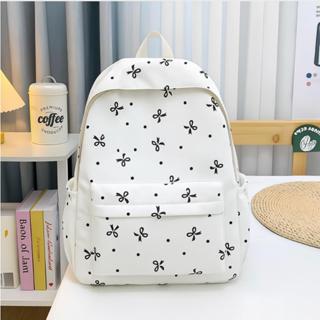 Balo đi học thời trang nam nữ basic nơ nhí vải dù chống thấm nước đựng vừa laptop15.6inch,cặp đi học phong cách Hàn Quốc