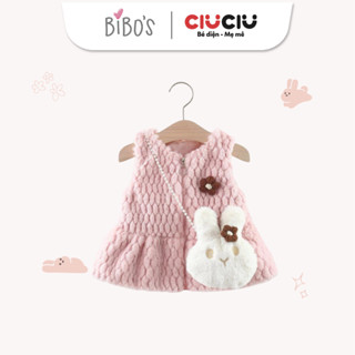  Áo Gile Khoác Lông Cho Bé Gái Đính Nơ Kèm Túi Thỏ Ấm Áp Lông Mềm Mại Dễ Thương Dễ Phối Đồ - Bibo's 