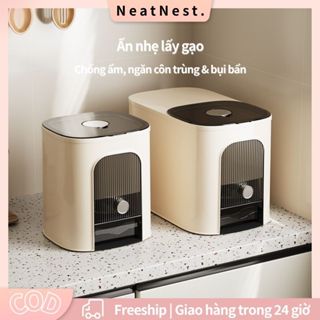Thùng Đựng Gạo - Thiết Kế Kín Hoàn Toàn Ngăn Côn Trùng Hiệu Quả - Dung Tích 5kg/10kg,Chống Ẩm Tối Ưu