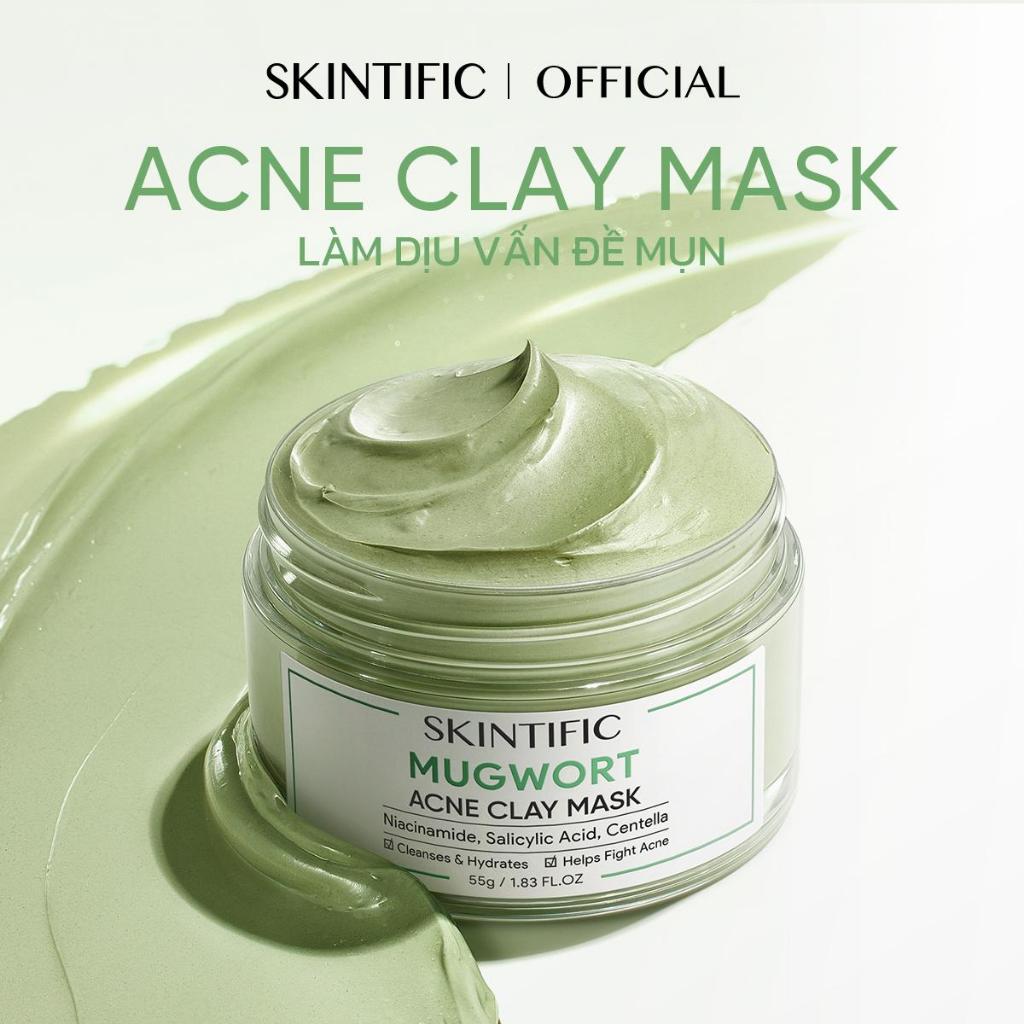 SKINTIFIC  Mặt nạ đất sét ngải cứu giảm mụn/ tro núi lửa Alaska SKINTIFIC 55g