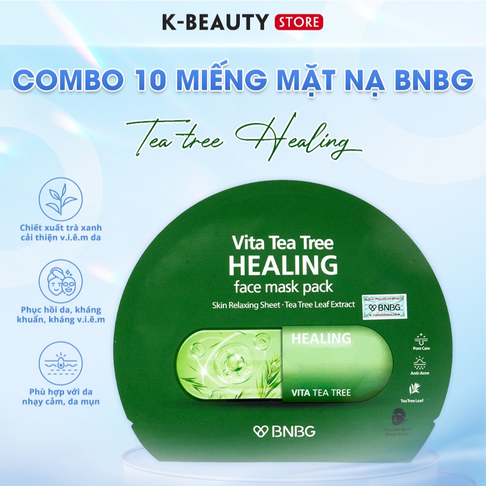 Mặt nạ BNBG Tràm Trà Vita Tea Tree Healing Face Mask Làm Dịu, Giảm Sưng Viê.m Mụn 30ml