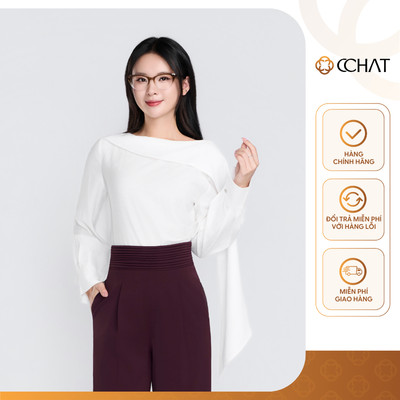 Áo Kiểu Nữ 𝐂𝐂𝐇𝐀𝐓 Dáng Suông Kiểu Majolica Chất Liệu Voan Mềm Mại 25ADE2003OT