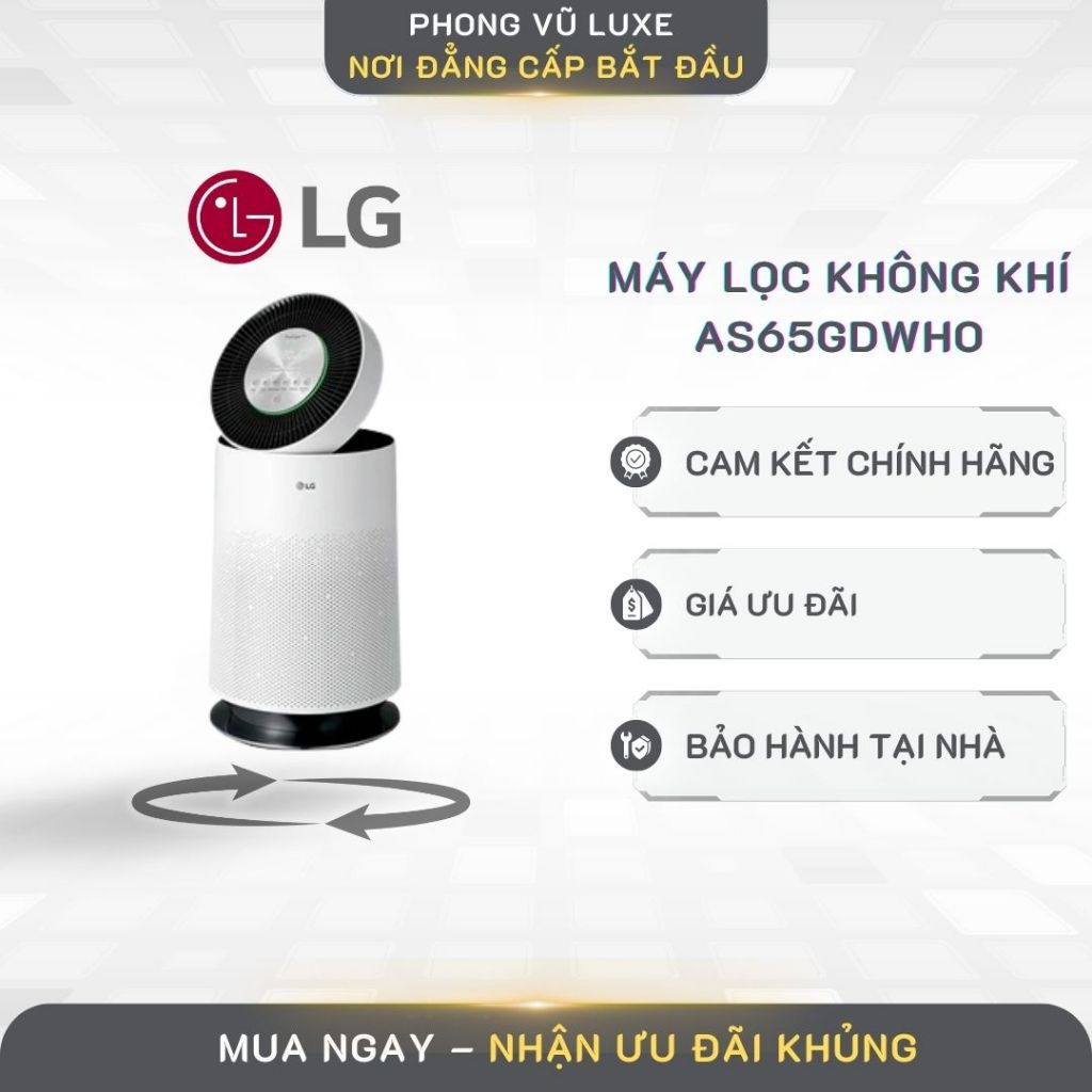 Máy lọc khí PuriCare 360 màu trắng AS65GDWH0 - Giải Pháp Lọc Không Khí Toàn Diện, Lọc Bụi PM2.5