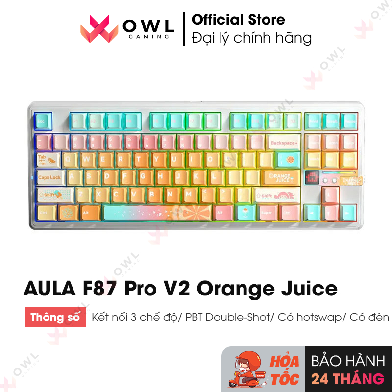 Bàn phím AULA F87 Pro V2 Orange Juice (Hàng chính hãng)
