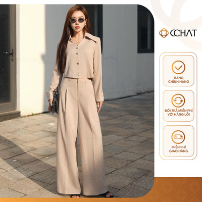 Set Đồ Nữ 𝐂𝐂𝐇𝐀𝐓 Dáng Suông Carie Cổ Đức Chất Liệu Tuytsi Cao Cấp 25BDS2005ST