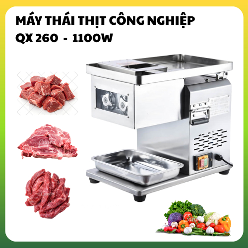 Máy Thái Thịt Công Nghiệp QX260 Dao Tháo Rời Cắt Thịt Tươi Sống Công Suất 1100w Bảo Hành 12 Tháng