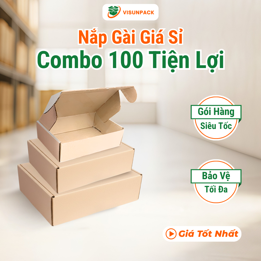Combo 100 Hộp Carton Nắp Gài Giá Sỉ - Thùng Đóng Hàng Full Size Đủ Loại