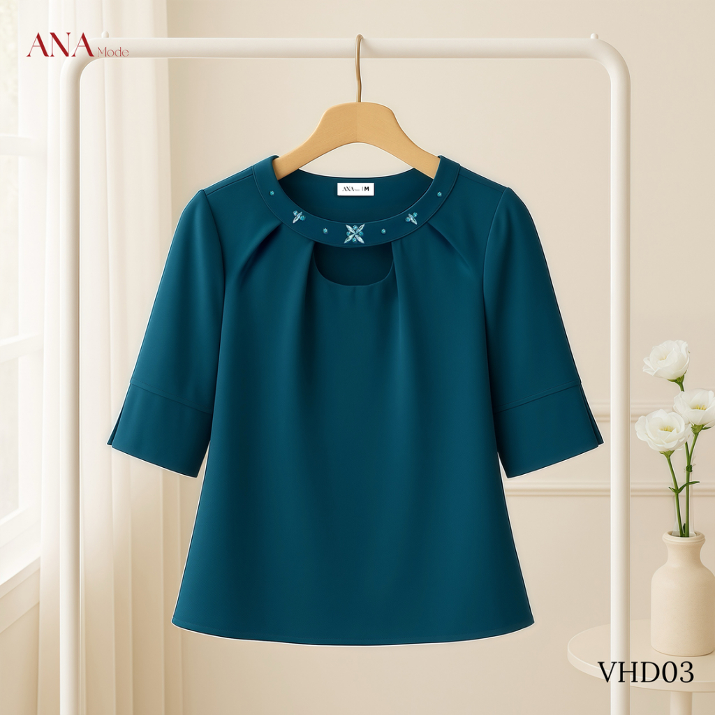 Áo Kiểu Truyền Thống Trung Niên ANA Mode Chất Liệu Lụa Ngọc Trai Thanh Lịch Quà Tặng Mẹ AK25VHD03