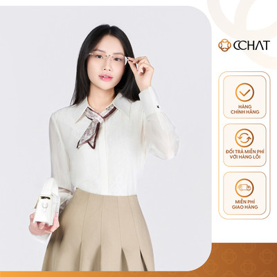 Áo Sơ Mi Nữ 𝐂𝐂𝐇𝐀𝐓 Dáng Suông Phối Queenie Chất Liệu Mềm Mại Cao Cấp 25FDV8001ST