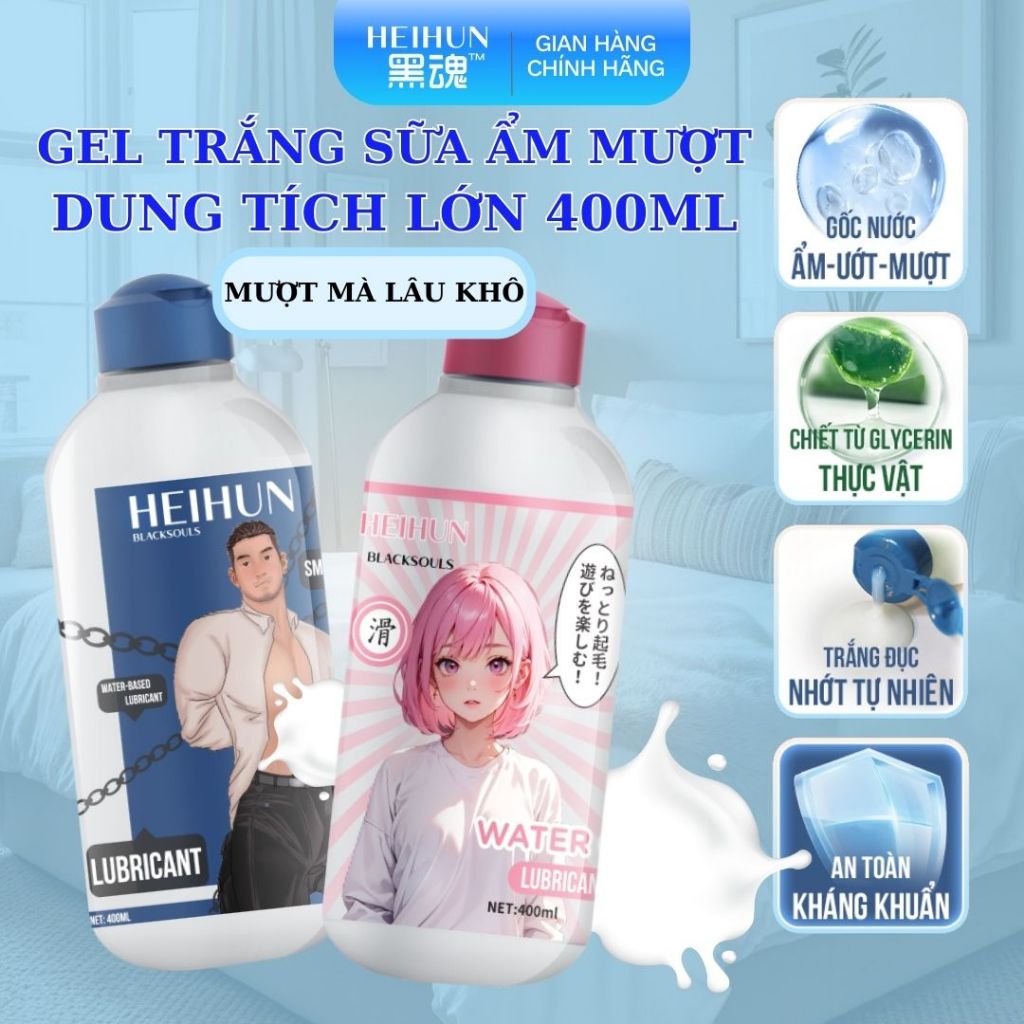 CHE TÊN | Gel Bôi Trơn Nam Nữ Gốc Nước Màu Tinh Trùng Đặc Sệt Nhớt, Gel Ẩm Mượt Lâu Khô Duy Trì Yêu – HEIHUN 400ml