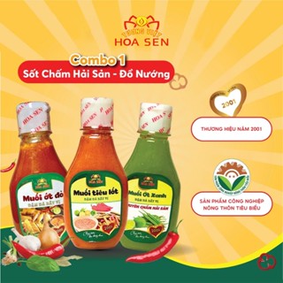  Combo Sốt Chấm Tương Việt Hoa Sen - Muối Ớt Đỏ - Muối Ớt Xanh - Muối Tiêu Lốt chai 185g dùng chấm hải sản đồ nướng 