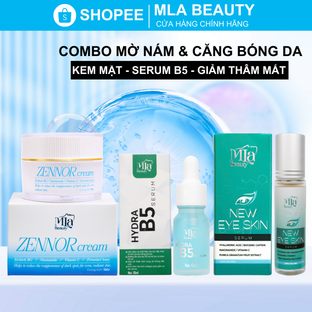 Combo dưỡng trắng mặt chuyên sâu, trẻ hóa da hết thâm quầng mắt, trắng đẹp tự nhiên MLA BEAUTY