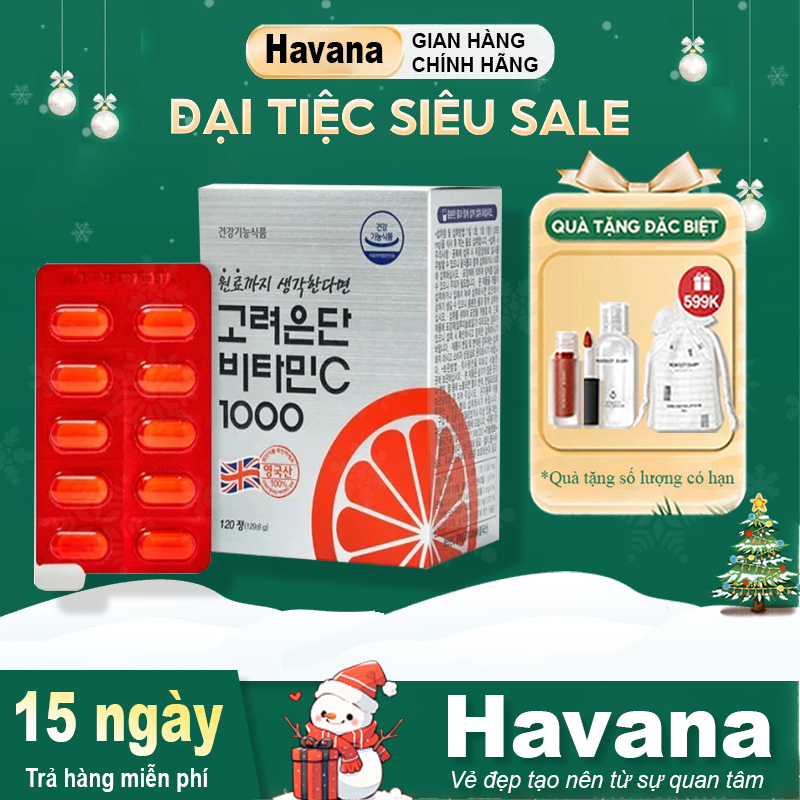 Viên Uống Eundan Vitamin C 1000mg Hàn Quốc Giúp Tăng Cường Hệ Miễn Dịch Làm Đẹp Da - Hộp 120 Viên
