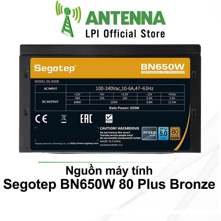 Nguồn máy tính Segotep BN650W 80 Plus Bronze