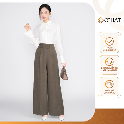 Quần Ống Rộng 𝐂𝐂𝐇𝐀𝐓 Dáng Suông Velia Trang Trí Cạp Chất Liệu Tuytsi Cao Cấp 25QDS2011ST