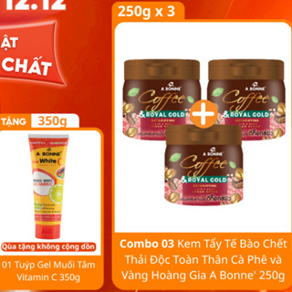 Combo 03 Kem Tẩy Tế Bào Chết Thải Độc Cà Phê và Vàng A Bonne 250g x3 Tặng 1 Tuýp Muối Tắm 350g 