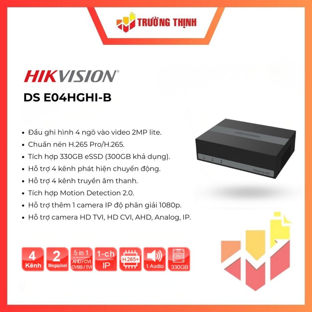 Đầu ghi hình Hybrid TVI-IP 4 kênh HIKVISION DS-E04HGHI-B