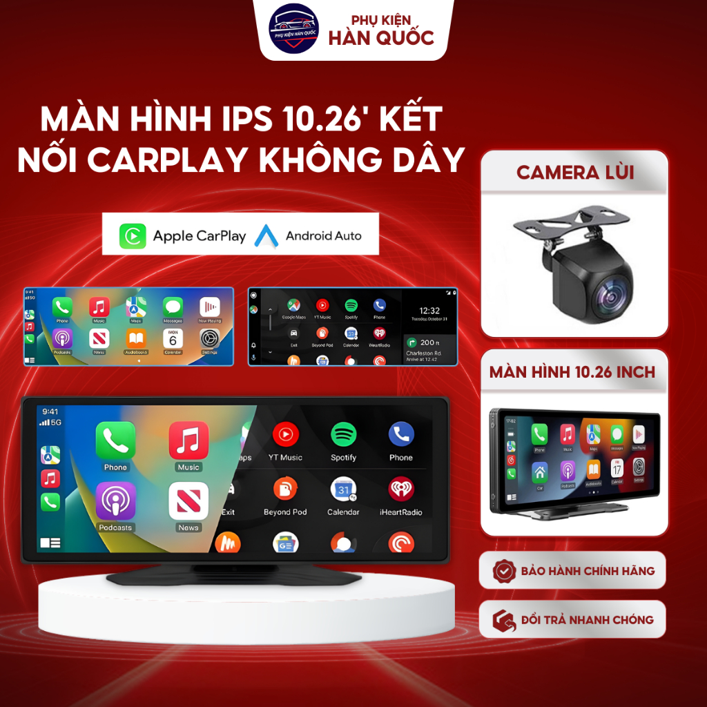 Màn hình IPS Cronus Carplay 10.26 inch - Hỗ trợ Apple Carplay & Android Auto - Kết nối không dây