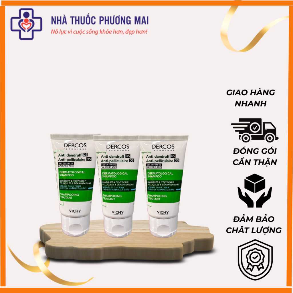 DERCOS ANTI -DANDRUFF OILY 50ml - Dầu gội sạch gàu VICHY Dercos dành cho da dầu & ngứa