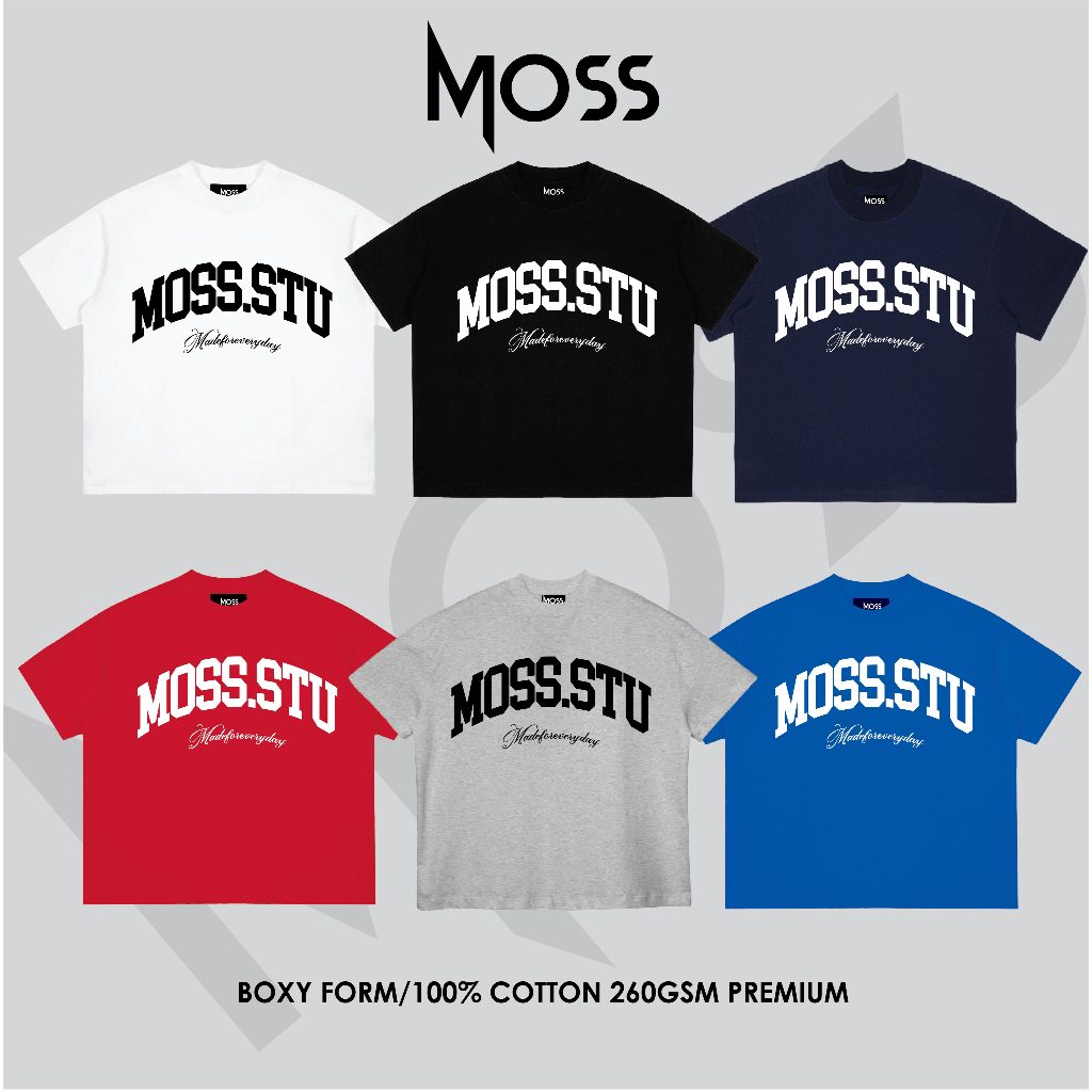 ÁO THUN  BOXY 260GSM IN  "MOSS.STU LOGO"  FORM BOXY - CHẤT COTTON 100% 260GSM PREMIUM MOSS.STU