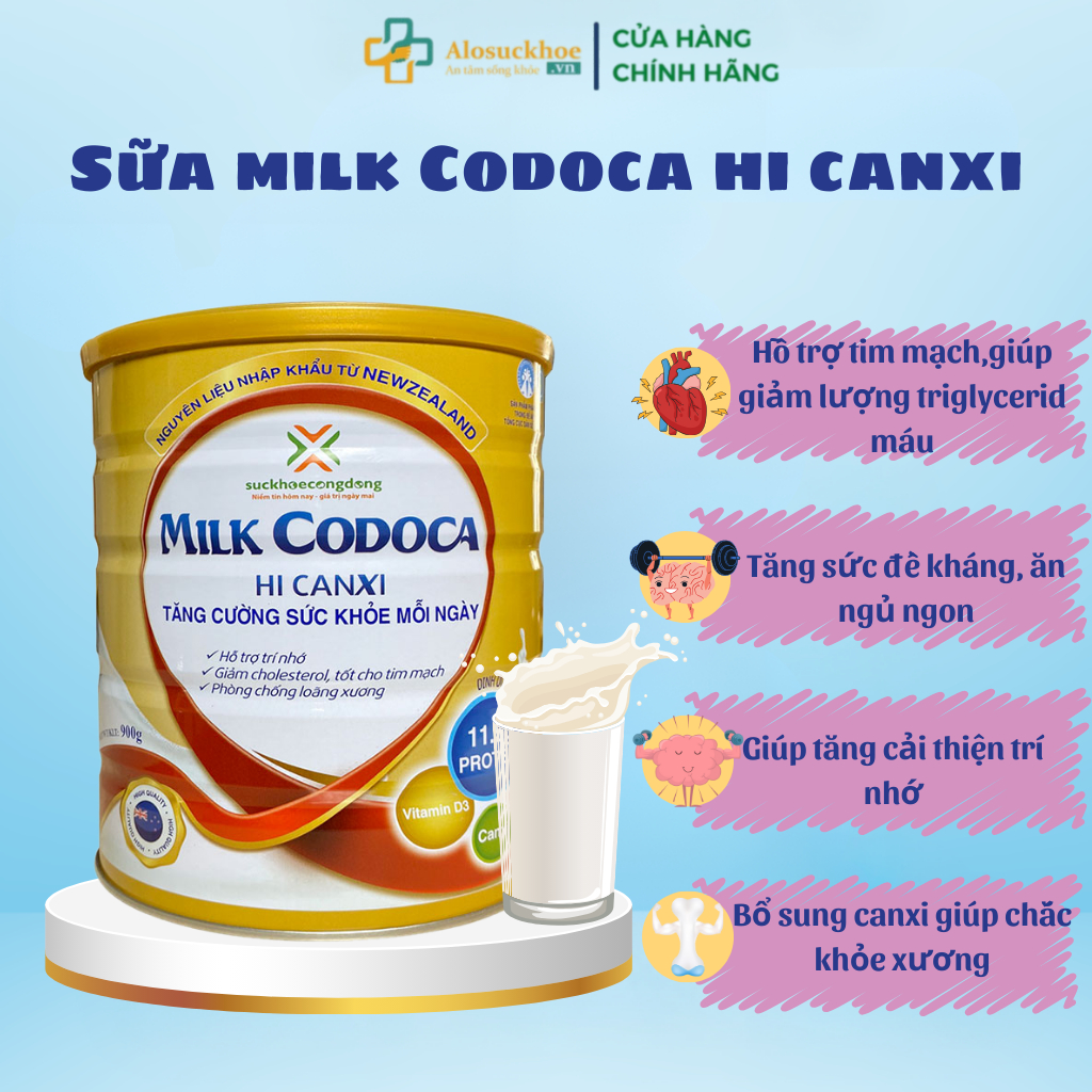 Milk Codoca Hi Canxi - Sữa tốt cho tim mạch phòng chống loãng xương chính hãng