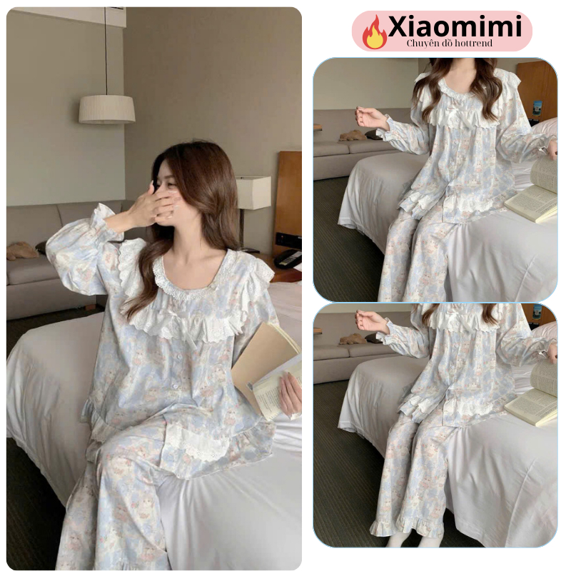 Set Đồ Ngủ Nữ Pijama Tay Dài Quần Dài In Hình Cute – Mặc Nhà Xinh Xắn HCOM26772