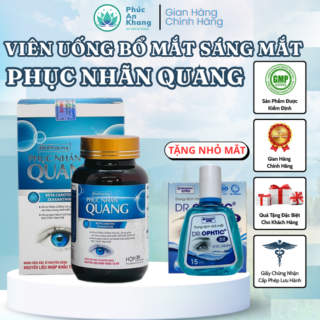 Viên Uống Bổ Mắt Phục Nhãn Quang - Hỗ trợ Cải Thiện Thị Lực, Giúp Chống Mỏi Mắt, Mờ Mắt & Cận Thị