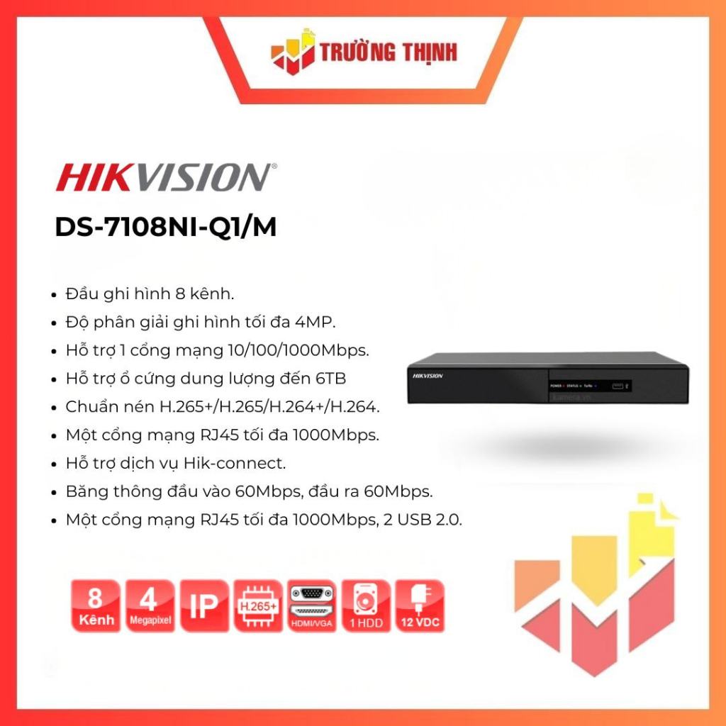 Đầu ghi hình camera IP 8 kênh Hikvision DS-7108NI-Q1/M