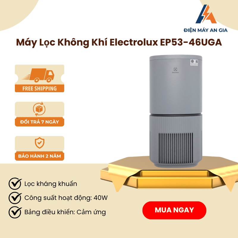 Máy Lọc Không Khí Electrolux EP53-46UGA - Diện Tích Sử Dụng 52m² - Bảng Điều Khiển Cảm Ứng - PEB
