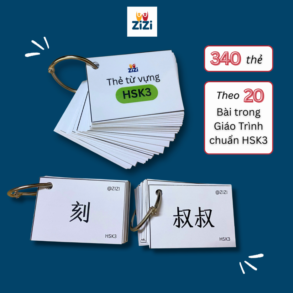 (HSK3) Flashcards thẻ học từ vựng tiếng Trung theo Giáo trình Chuẩn HSK3